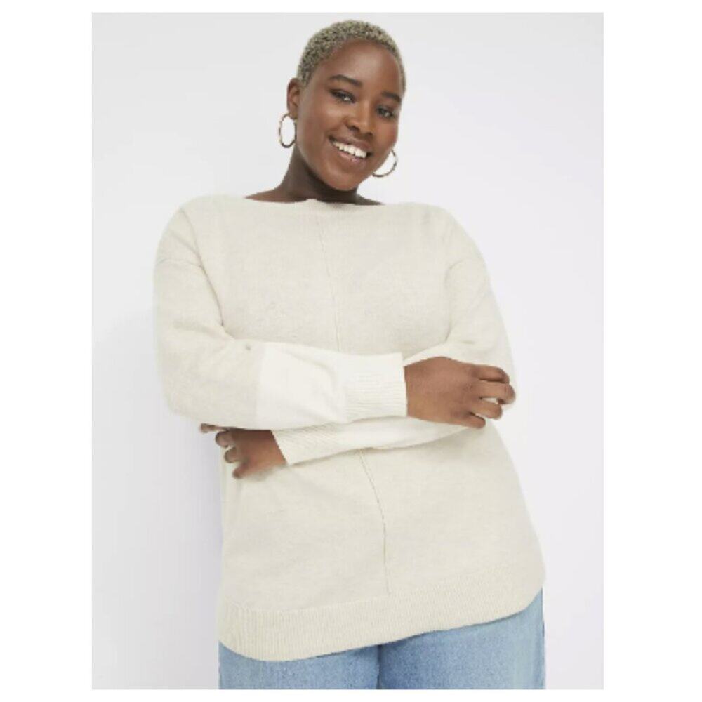 Lane Bryant Women's Long Sleeve Boatneck Sweater Camel Size 22/24